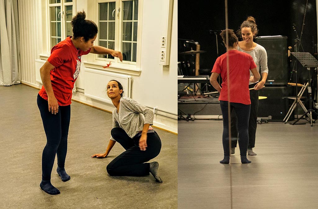 Ida Gullbekk Bandeh (rødt) og Caroline Marie Sprott (grått).  (Foto: Linn Løvlie Slette)